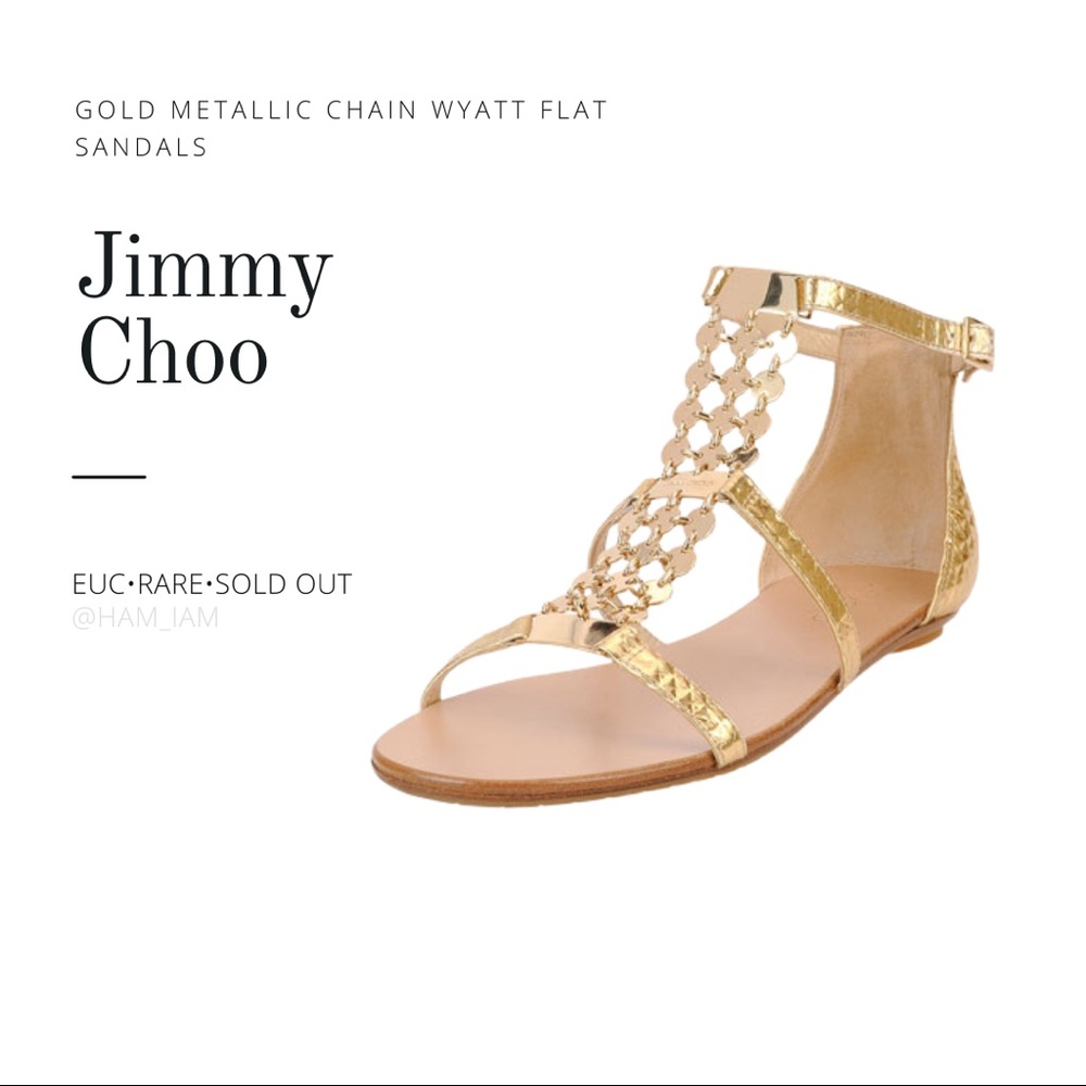 🎉HP🎉⚡️FLASH SALE⚡️ Sold Out Jimmy Choo Gold Metallic Wyatt Sandal